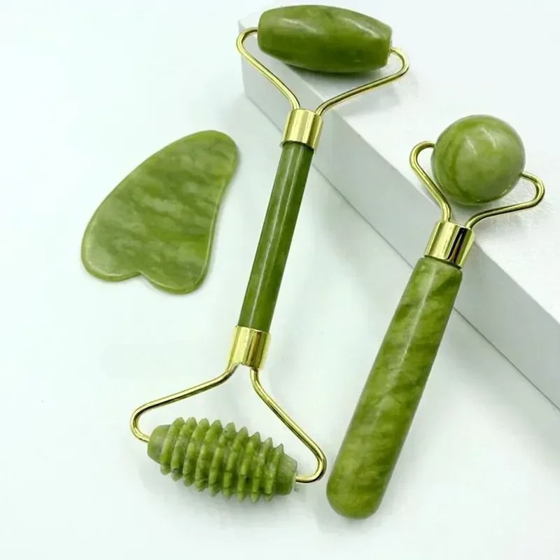 Jade Roller Stone - Naturalny jadeitowy roller do masażu, skrobak,