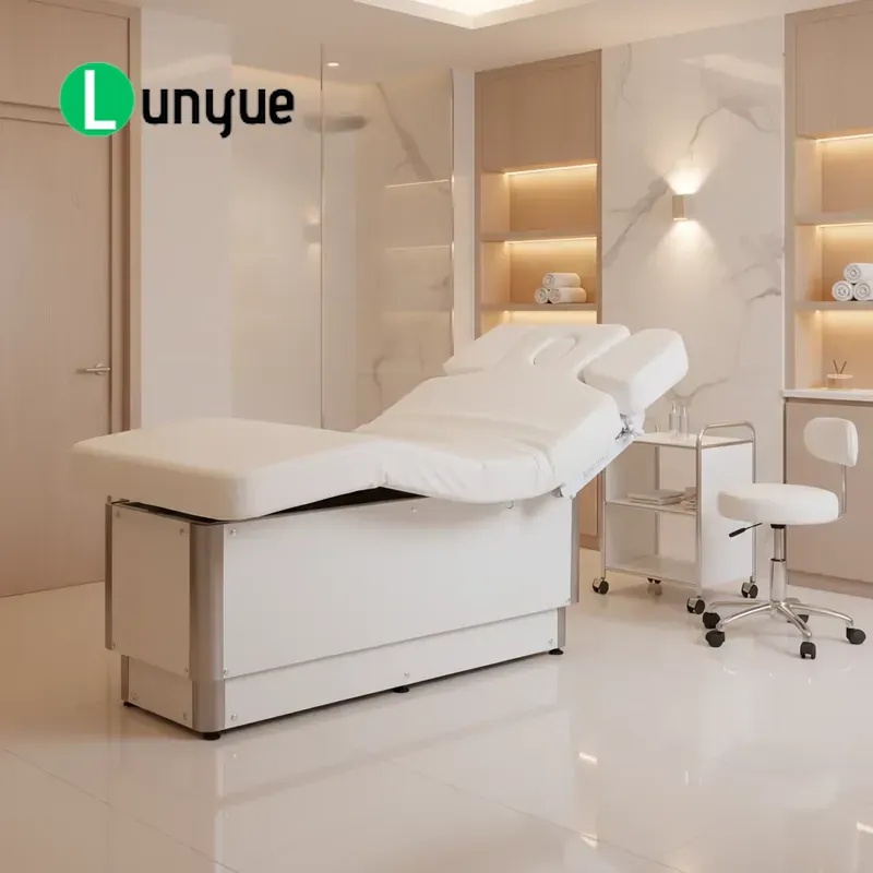 Wellness Spa And Massage - Białe, luksusowe, elektryczne łóżko kosmetyczne z