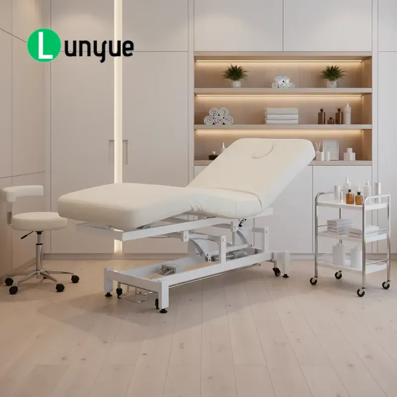Wellness Spa And Massage - Luksusowe, białe, dwumotoryzowane łóżko do zabiegów